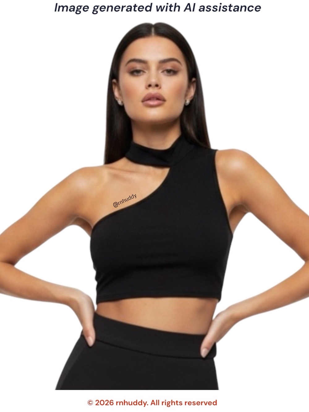 Superdown S black one shoulder crop top